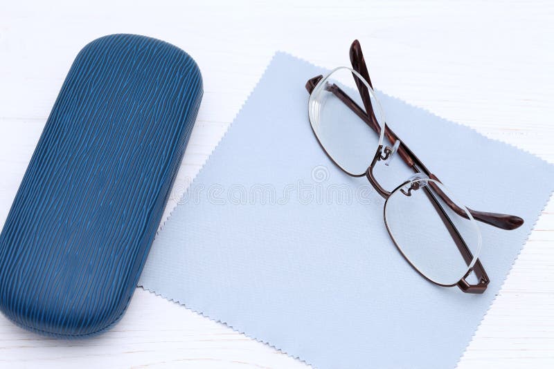 Glasses and Case with Cleaning Cloth Stock Image Image of plastic