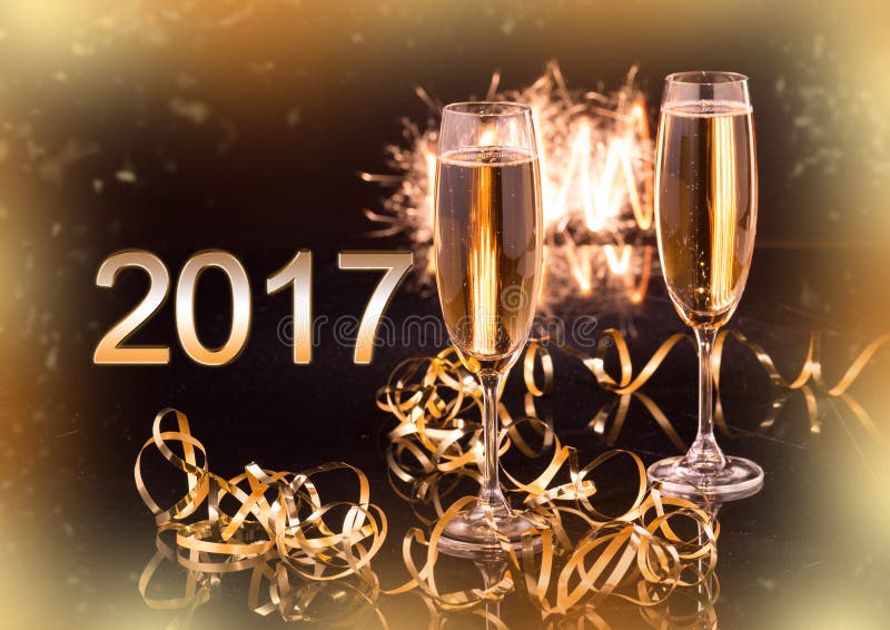 Glasses with champagne against holiday lights stock images Glasses with champagne against holiday lights stock images