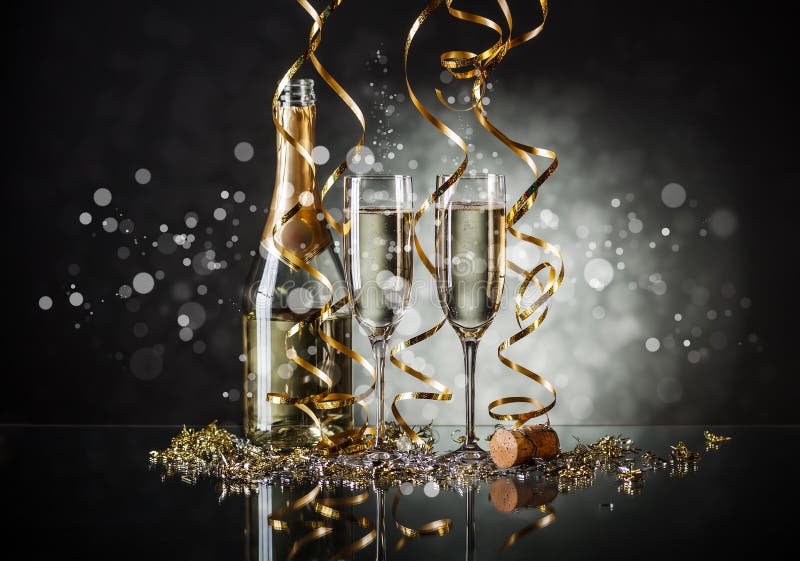 Gold Champagne glasses stock photo. Image of celebration 21402486