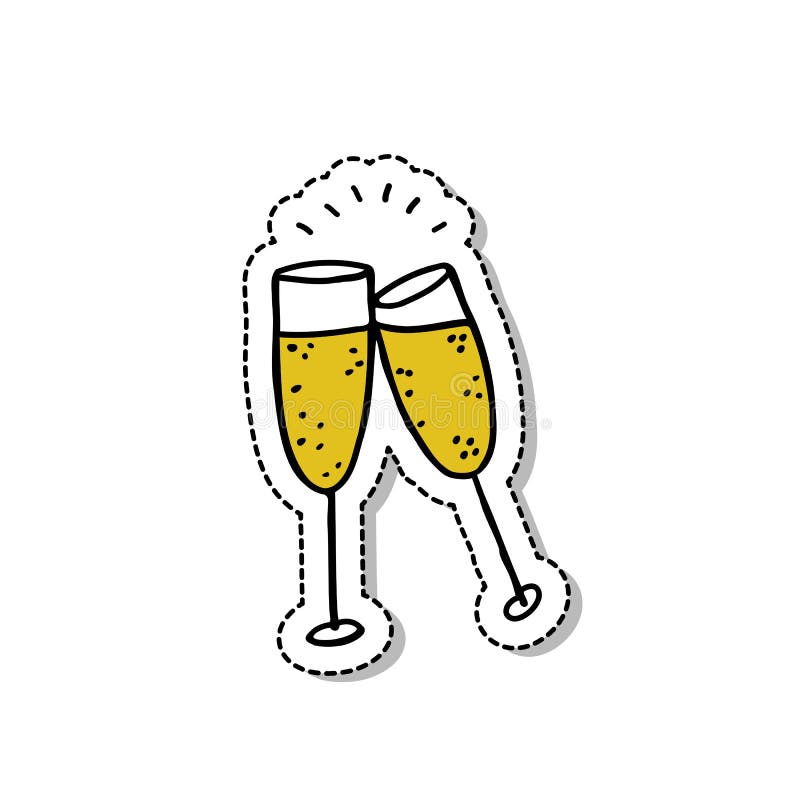 Glasses of Champagne Doodle Icon, Vector Illustration Stock ...