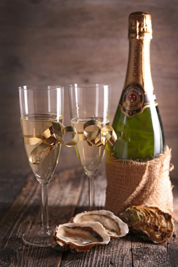 Glasses of Champagne and Oyster Editorial Stock Photo Image of