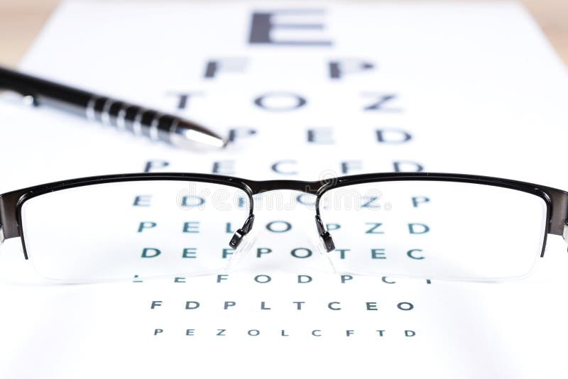Glasses with eye test stock photo. Image of glass, blindness 154342826