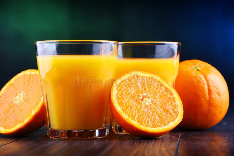 Glasses with Freshly Squeezed Orange Juice Stock Image Image of diet