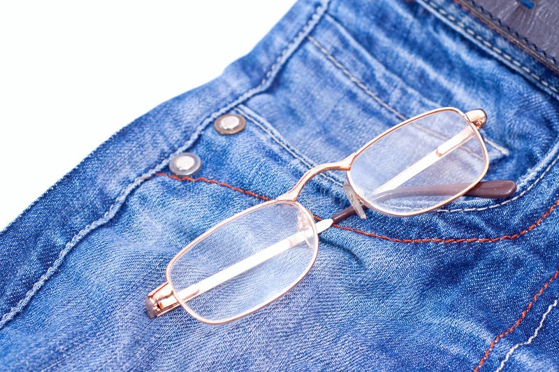 Glasses in jeans pocket stock image. Image of material 13504153