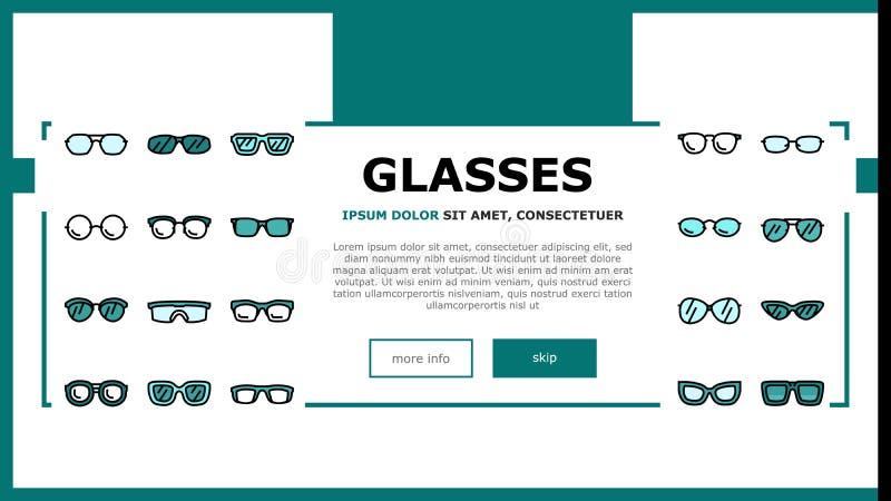 Glasses optical style frame landing header vector royalty free illustration