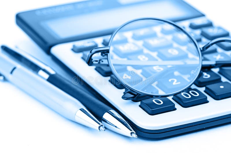 Glasses and Pen on Calculator Stock Image Image of mathematical