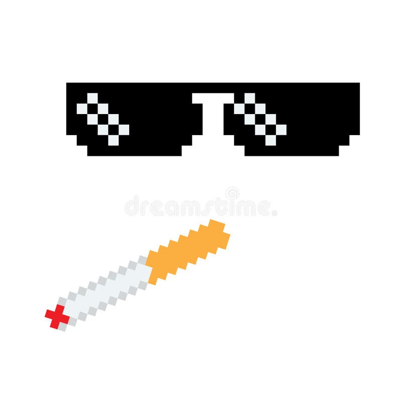 Glasses Pixel Art Style 8 Bit Thug Lifestyle Stock Vector