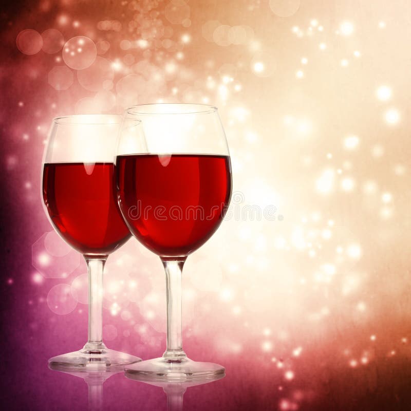 Assorted Red Wine Glasses on a Sparkling Backdrop. Assorted Red Wine Glasses on a Sparkling Backdrop