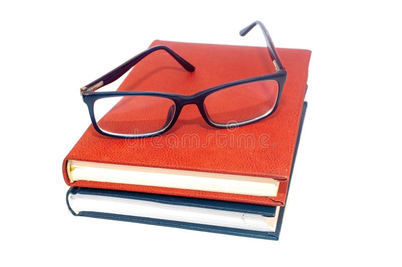 Glasses And Stack Of Books Isolated On White Stock Image Image Of 