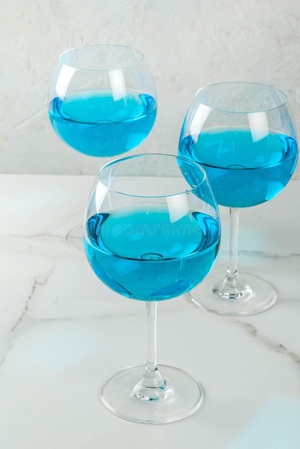 Glasses with Trendy Blue Wine Stock Image Image of stylish