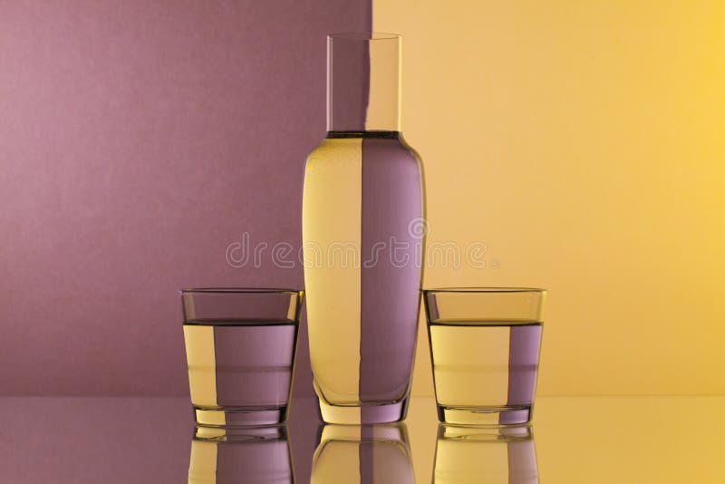 Glasses of Water on the Glass Desk Stock Image Image of fragile