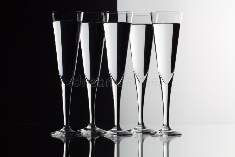 Glasses of Water on the Glass Desk Stock Image Image of aqua, crystal