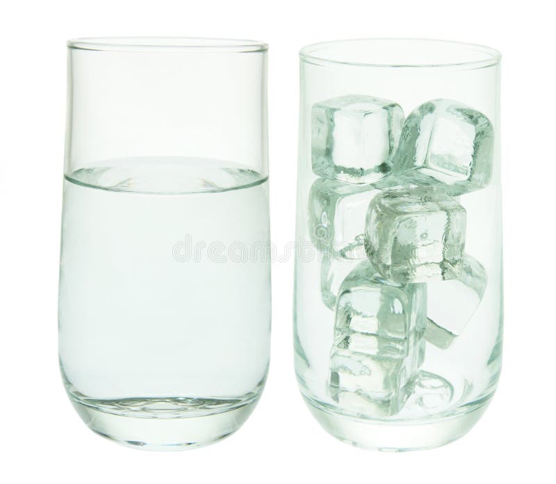 Glasses of Water and Ice Cubes