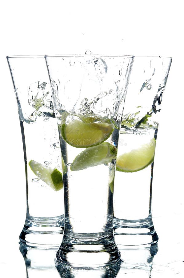 Glasses with water and lime