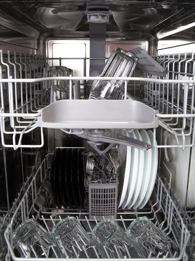 Modern dishwasher open stock photo. Image of dish, dishware 14078634