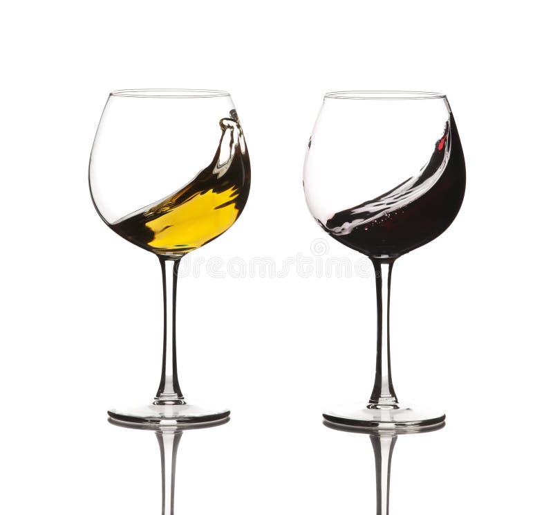Red and white wine glasses stock image. Image of crystal 35372833