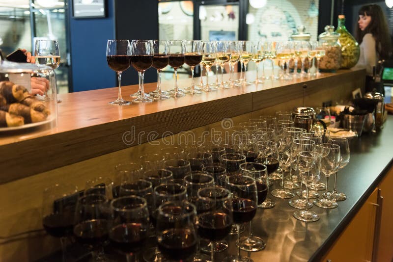 Glasses of Wine on the Bar for the Party Stock Image Image of