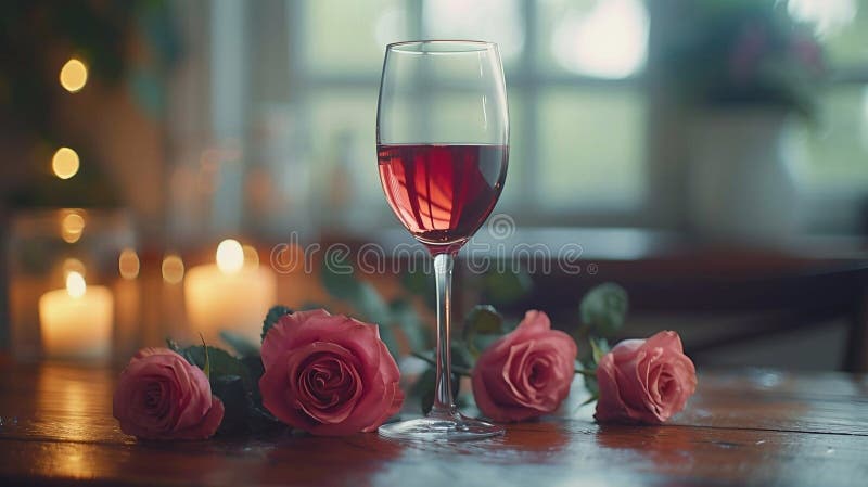 glasses of wine , Roses AI generated. glasses of wine , Roses AI generated