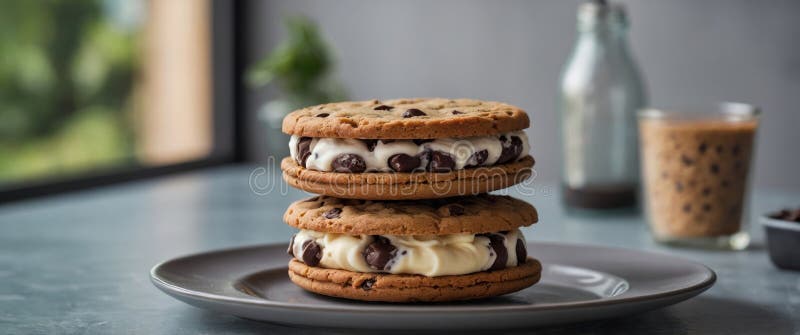 Glassmörgåsar med chokladkakor på minimalistplattor. royaltyfri fotografi