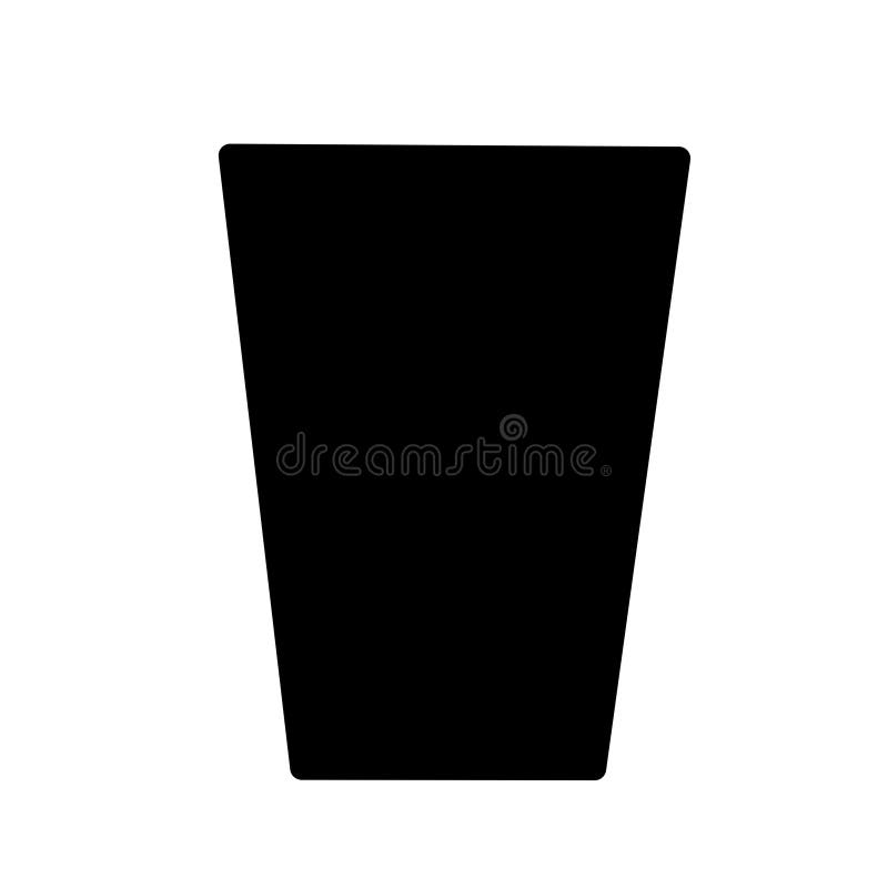 Simple Solid Black Trapezoid Shape Empty Glassware Icon Illustration stock illustration