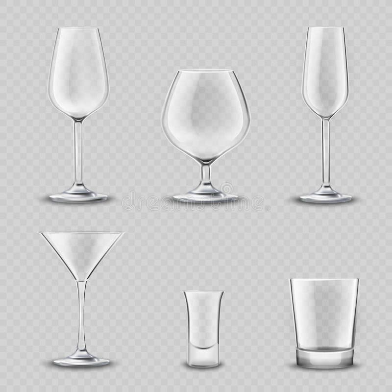 Realistic glassware kitchen utensils transparent Vector Image