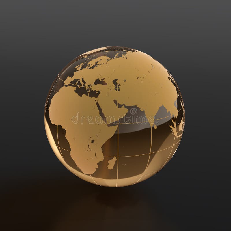 3d render of globe made of glass on black background. 3d render of globe made of glass on black background