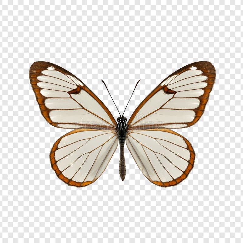 Glassy Tiger Butterfly on Transparent Background stock illustration