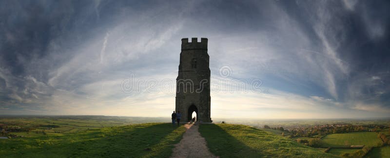 Download Glastonbury Panorama stock photo. Image of hill, tower - 13104894