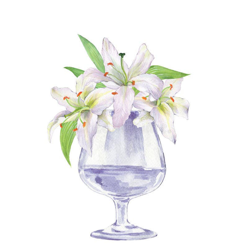 Glasvaas met bloemen Lelies 1 vector illustratie Glasvaas met bloemen Lelies 1 vector illustratie