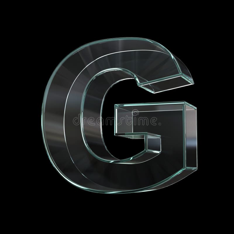 Glaswiedergabebuchstabe g des gusses 3d lizenzfreie abbildung