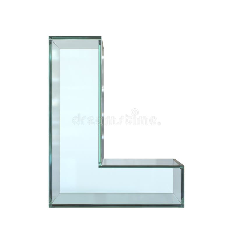 Glaswiedergabebuchstabe L des gusses 3d lizenzfreie abbildung