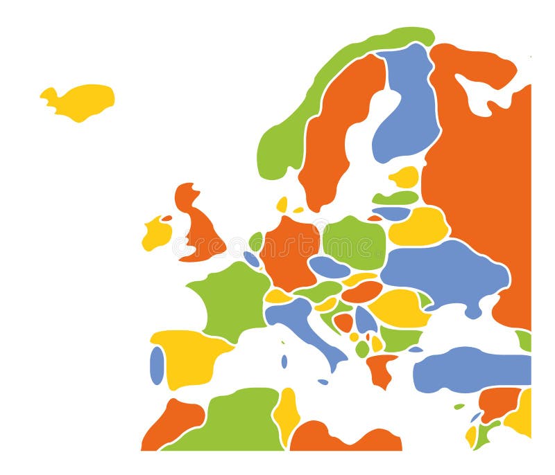 Glatte Landkarte Des Europäischen Kontinents Vektor Abbildung