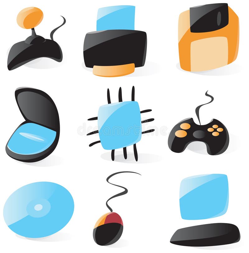 Set of smooth and glossy pc hardware icons. Vector illustration. Set of smooth and glossy pc hardware icons. Vector illustration.