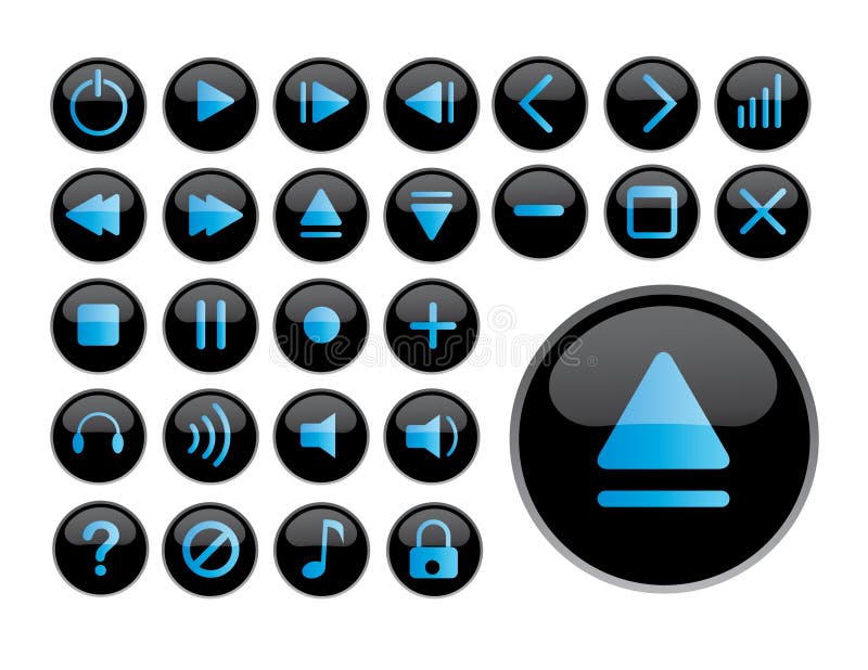 A complete set of glossy black icons. A complete set of glossy black icons