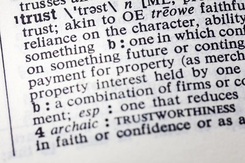 Glauben-Definitionswörterbuch des Vertrauens vertrauenswürdiges
