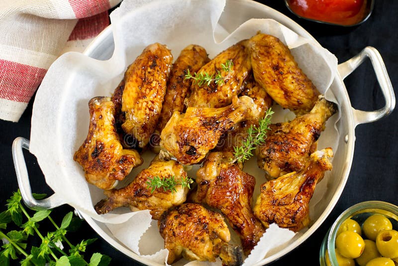 Glazed Chicken Drumsticks and Wings Stock Photo Image of glazed