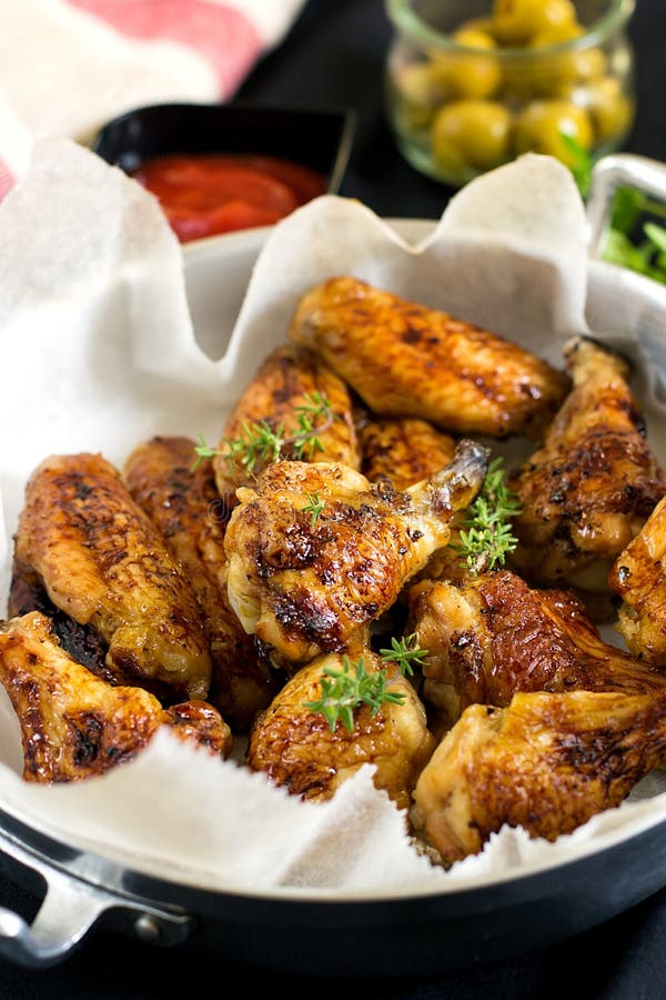 Glazed Chicken Drumsticks and Wings Stock Photo Image of glazed