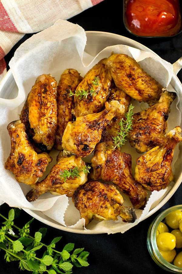 Glazed Chicken Drumsticks And Wings Stock Photo Image of roasted