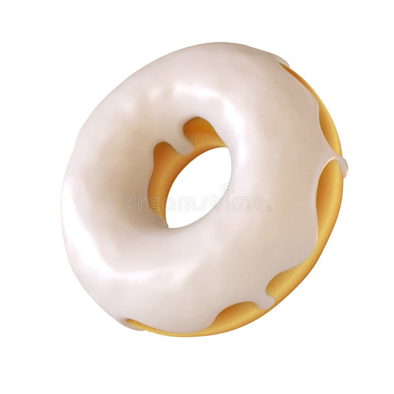 Glazed donut or doughnut with white frosting 3d rendering