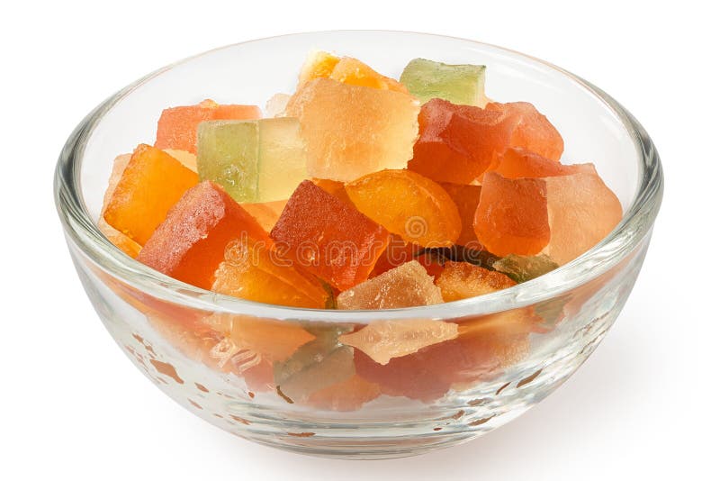 Glazed Dried Fruit Mix in a Bowl Isolated Stock Image Image of cube