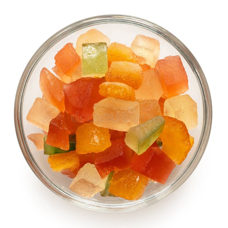 Glazed Dried Fruit Mix in a Bowl Isolated Stock Photo Image of