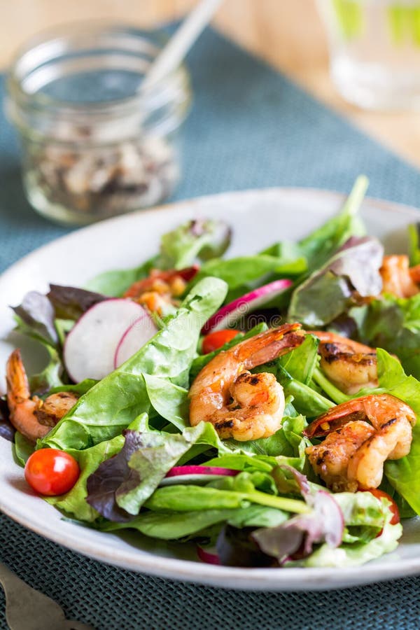Glazed Ginger Prawn with Fresh Salad Stock Photo Image of glazed