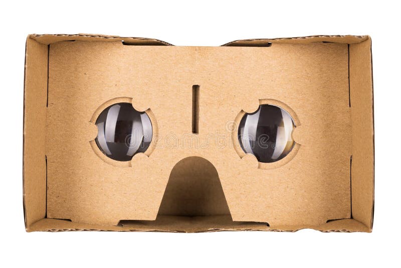 Glazen van de karton de virtuele die werkelijkheid op een witte achtergrond worden geïsoleerd stock afbeelding Glazen van de karton de virtuele die werkelijkheid op een witte achtergrond worden geïsoleerd stock afbeelding
