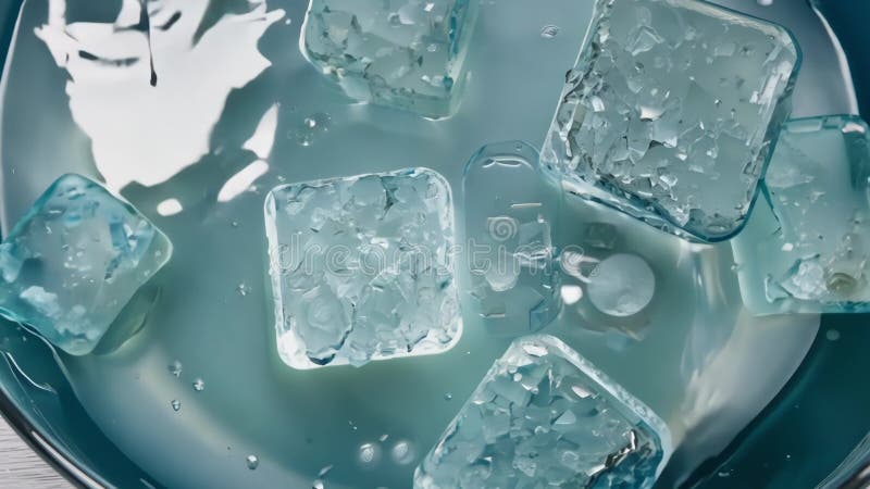Glaçons fondus dans une assiette créant un arrière-plan estival rafraîchissant illustration libre de droits