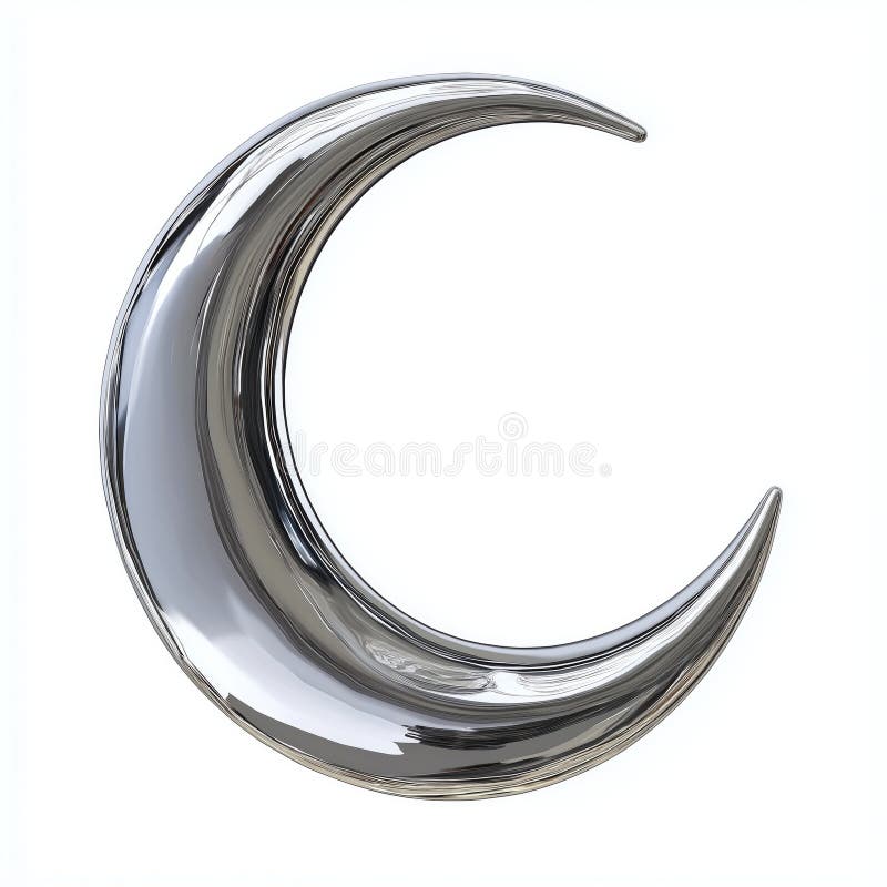 Gleaming silver crescent against light background royalty free stock image