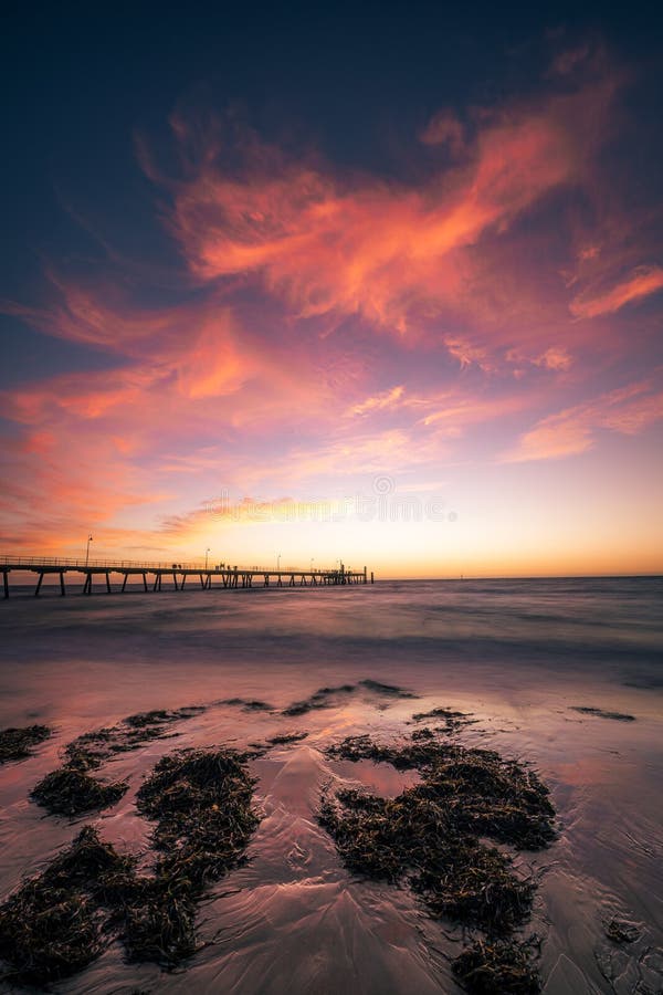 Glenelg Jetty at Sunset, Adelaide, Australia Stock Image - Image of ...