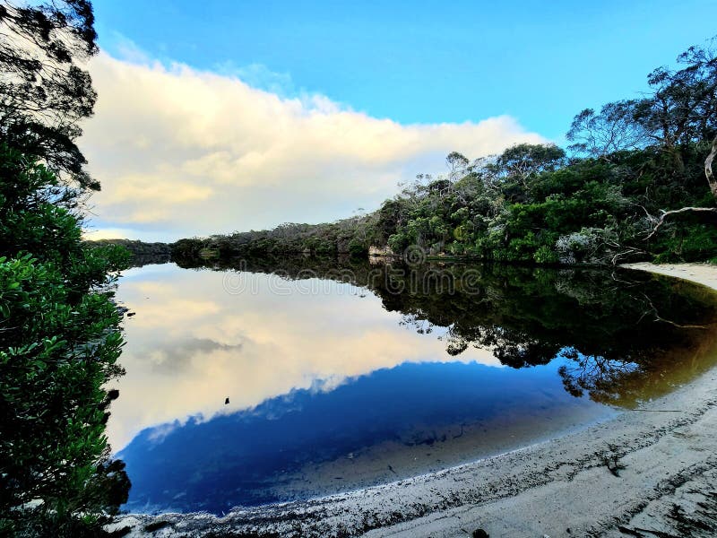 Glenelg River Reflection at Nelson Stock Photo Image of beach