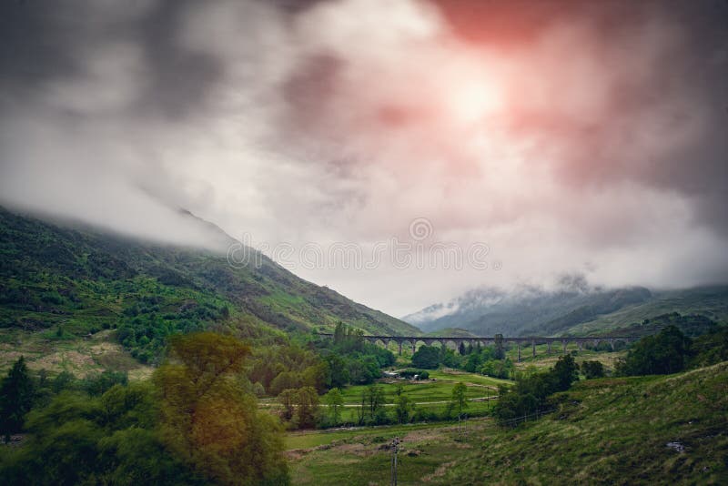 Glenfinnan wiadukt w ranku obrazy stock Glenfinnan wiadukt w ranku obrazy stock