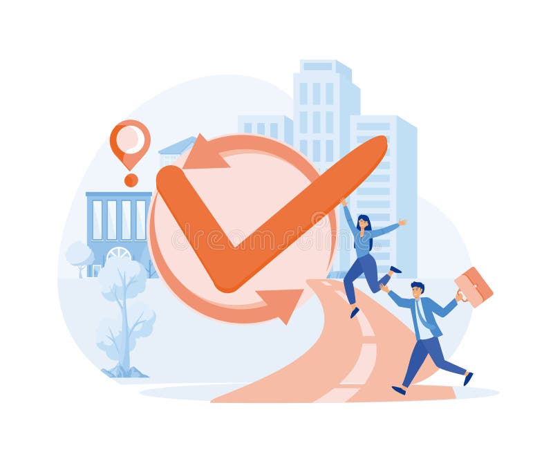 Gli affamati festeggiano il checkpoint completato dopo il completamento del progetto responsabile. royalty illustrazione gratis