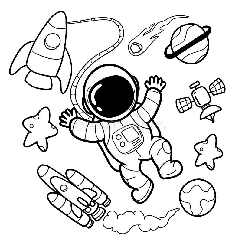 Gli astronauti svegli passano i disegni illustrazione vettoriale Gli astronauti svegli passano i disegni illustrazione vettoriale